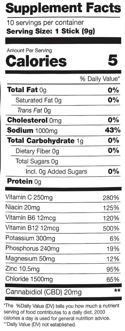 Supplement facts label for a product with nutritional information.